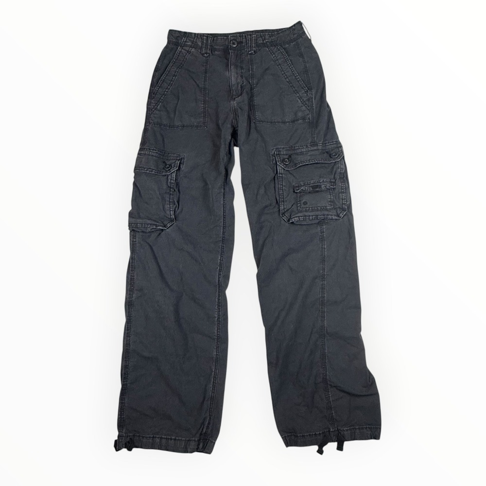 American Eagle Women 4 Regular Black Cargo Pants Stretch Straight Leg Gorpcore